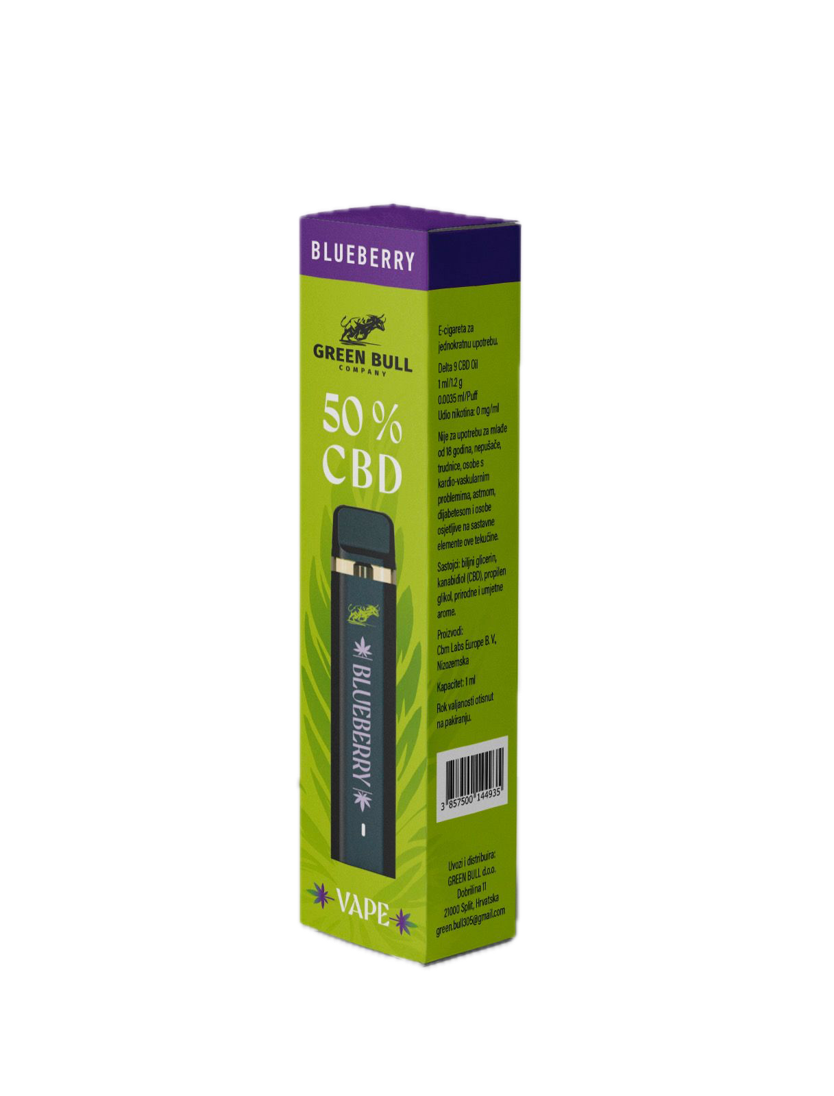 Green Bull 50% CBD Vape Blueberry